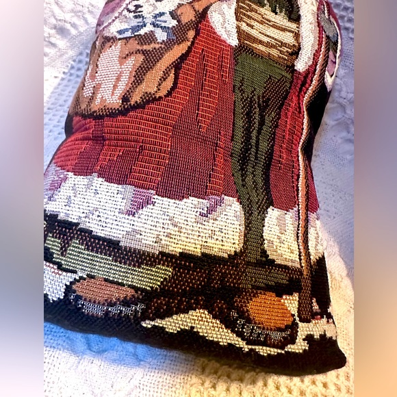 Vtg Santa🎅Claus Tapestry Door Stopper Weighted Bean Bag Christmas Decor LikeNew - Picture 7 of 11